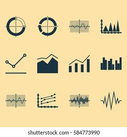 Set Of Graphs, Diagrams And Statistics Icons. Premium Quality Symbol Collection. Icons Can Be Used For Web, App And UI Design.