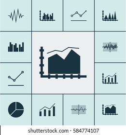 Set Of Graphs, Diagrams And Statistics Icons. Premium Quality Symbol Collection. Icons Can Be Used For Web, App And UI Design.