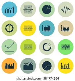 Set Of Graphs, Diagrams And Statistics Icons. Premium Quality Symbol Collection. Icons Can Be Used For Web, App And UI Design.