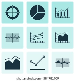 Set Of Graphs, Diagrams And Statistics Icons. Premium Quality Symbol Collection. Icons Can Be Used For Web, App And UI Design.