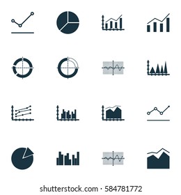 Set Of Graphs, Diagrams And Statistics Icons. Premium Quality Statistics  Symbol Collection. Icons Can Be Used For Web, App And UI Design.