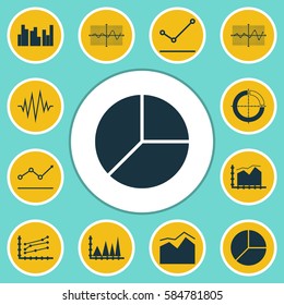 Set Of Graphs, Diagrams And Statistics Icons. Premium Quality Symbol Collection. Icons Can Be Used For Web, App And UI Design.