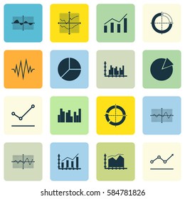 Set Of Graphs, Diagrams And Statistics Icons. Premium Quality Symbol Collection. Icons Can Be Used For Web, App And UI Design.