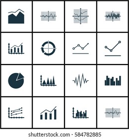 Set Of Graphs, Diagrams And Statistics Icons. Premium Quality Symbol Collection. Icons Can Be Used For Web, App And UI Design.