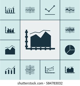 Set Of Graphs, Diagrams And Statistics Icons. Premium Quality Symbol Collection. Icons Can Be Used For Web, App And UI Design.