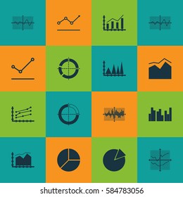 Set Of Graphs, Diagrams And Statistics Icons. Premium Quality Symbol Collection. Icons Can Be Used For Web, App And UI Design.