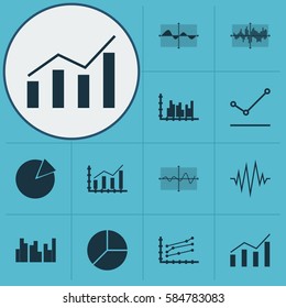 Set Of Graphs, Diagrams And Statistics Icons. Premium Quality Symbol Collection. Icons Can Be Used For Web, App And UI Design.