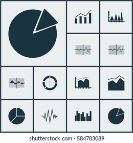Set Of Graphs, Diagrams And Statistics Icons. Premium Quality Symbol Collection. Icons Can Be Used For Web, App And UI Design.