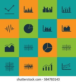 Set Of Graphs, Diagrams And Statistics Icons. Premium Quality Symbol Collection. Icons Can Be Used For Web, App And UI Design.