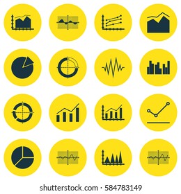 Set Of Graphs, Diagrams And Statistics Icons. Premium Quality Symbol Collection. Icons Can Be Used For Web, App And UI Design.