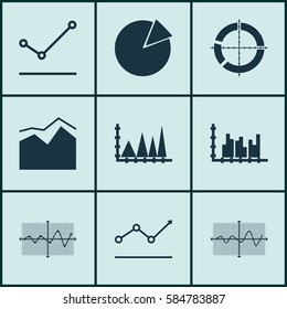 Set Of Graphs, Diagrams And Statistics Icons. Premium Quality Symbol Collection. Icons Can Be Used For Web, App And UI Design.