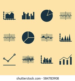 Set Of Graphs, Diagrams And Statistics Icons. Premium Quality Symbol Collection. Icons Can Be Used For Web, App And UI Design.