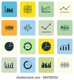 Set Of Graphs, Diagrams And Statistics Icons. Premium Quality Symbol Collection. Icons Can Be Used For Web, App And UI Design.