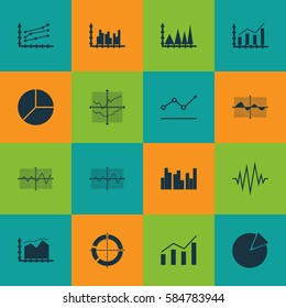 Set Of Graphs, Diagrams And Statistics Icons. Premium Quality Symbol Collection. Icons Can Be Used For Web, App And UI Design.