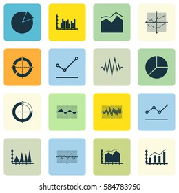 Set Of Graphs, Diagrams And Statistics Icons. Premium Quality Symbol Collection. Icons Can Be Used For Web, App And UI Design.
