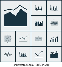 Set Of Graphs, Diagrams And Statistics Icons. Premium Quality Symbol Collection. Icons Can Be Used For Web, App And UI Design.