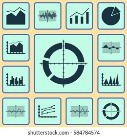 Set Of Graphs, Diagrams And Statistics Icons. Premium Quality Symbol Collection. Icons Can Be Used For Web, App And UI Design.