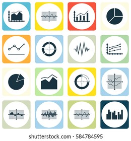 Set Of Graphs, Diagrams And Statistics Icons. Premium Quality Symbol Collection. Icons Can Be Used For Web, App And UI Design.