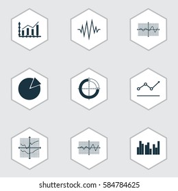 Set Of Graphs, Diagrams And Statistics Icons. Premium Quality Symbol Collection. Icons Can Be Used For Web, App And UI Design.