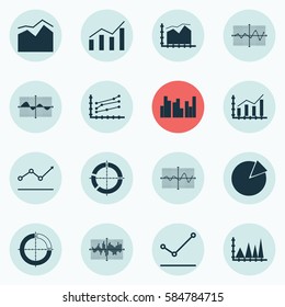 Set Of Graphs, Diagrams And Statistics Icons. Premium Quality Symbol Collection. Icons Can Be Used For Web, App And UI Design.