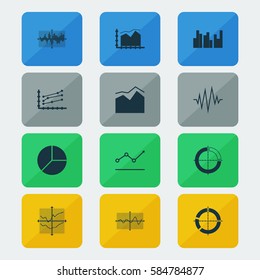 Set Of Graphs, Diagrams And Statistics Icons. Premium Quality Symbol Collection. Icons Can Be Used For Web, App And UI Design.
