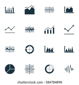 Set Of Graphs, Diagrams And Statistics Icons. Premium Quality Symbol Collection. Icons Can Be Used For Web, App And UI Design.