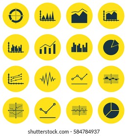 Set Of Graphs, Diagrams And Statistics Icons. Premium Quality Symbol Collection. Icons Can Be Used For Web, App And UI Design.
