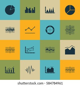 Set Of Graphs, Diagrams And Statistics Icons. Premium Quality Symbol Collection. Icons Can Be Used For Web, App And UI Design.