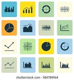 Set Of Graphs, Diagrams And Statistics Icons. Premium Quality Symbol Collection. Icons Can Be Used For Web, App And UI Design.