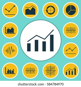 Set Of Graphs, Diagrams And Statistics Icons. Premium Quality Symbol Collection. Icons Can Be Used For Web, App And UI Design.