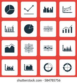 Set Of Graphs, Diagrams And Statistics Icons. Premium Quality Symbol Collection. Icons Can Be Used For Web, App And UI Design.