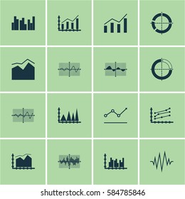 Set Of Graphs, Diagrams And Statistics Icons. Premium Quality Symbol Collection. Icons Can Be Used For Web, App And UI Design.