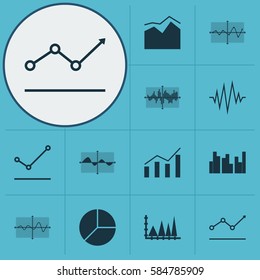 Set Of Graphs, Diagrams And Statistics Icons. Premium Quality Symbol Collection. Icons Can Be Used For Web, App And UI Design.