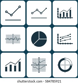 Set Of Graphs, Diagrams And Statistics Icons. Premium Quality Symbol Collection. Icons Can Be Used For Web, App And UI Design.