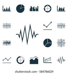 Set Of Graphs, Diagrams And Statistics Icons. Premium Quality Symbol Collection. Icons Can Be Used For Web, App And UI Design.