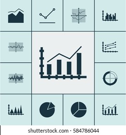 Set Of Graphs, Diagrams And Statistics Icons. Premium Quality Symbol Collection. Icons Can Be Used For Web, App And UI Design.