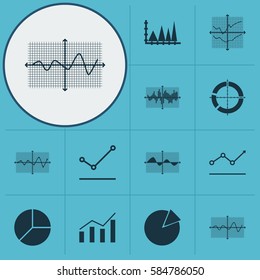 Set Of Graphs, Diagrams And Statistics Icons. Premium Quality Symbol Collection. Icons Can Be Used For Web, App And UI Design.