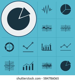 Set Of Graphs, Diagrams And Statistics Icons. Premium Quality Symbol Collection. Icons Can Be Used For Web, App And UI Design.