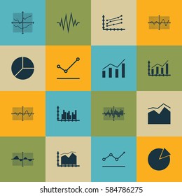 Set Of Graphs, Diagrams And Statistics Icons. Premium Quality Symbol Collection. Icons Can Be Used For Web, App And UI Design.