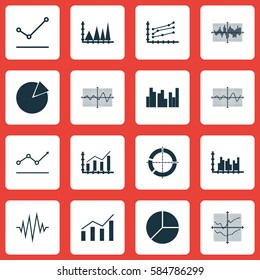 Set Of Graphs, Diagrams And Statistics Icons. Premium Quality Symbol Collection. Icons Can Be Used For Web, App And UI Design.