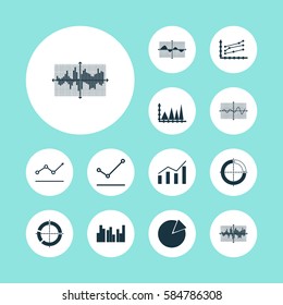 Set Of Graphs, Diagrams And Statistics Icons. Premium Quality Symbol Collection. Icons Can Be Used For Web, App And UI Design.