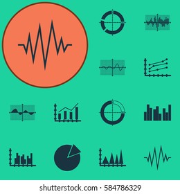 Set Of Graphs, Diagrams And Statistics Icons. Premium Quality Symbol Collection. Icons Can Be Used For Web, App And UI Design.