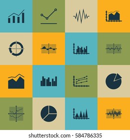 Set Of Graphs, Diagrams And Statistics Icons. Premium Quality Symbol Collection. Icons Can Be Used For Web, App And UI Design.