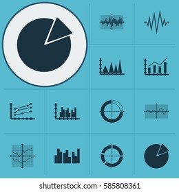 Set Of Graphs, Diagrams And Statistics Icons. Premium Quality Symbol Collection. Icons Can Be Used For Web, App And UI Design.