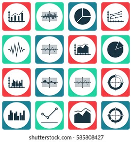 Set Of Graphs, Diagrams And Statistics Icons. Premium Quality Symbol Collection. Icons Can Be Used For Web, App And UI Design.