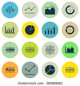 Set Of Graphs, Diagrams And Statistics Icons. Premium Quality Symbol Collection. Icons Can Be Used For Web, App And UI Design.
