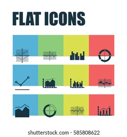 Set Of Graphs, Diagrams And Statistics Icons. Premium Quality Symbol Collection. Icons Can Be Used For Web, App And UI Design.