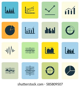 Set Of Graphs, Diagrams And Statistics Icons. Premium Quality Symbol Collection. Icons Can Be Used For Web, App And UI Design.