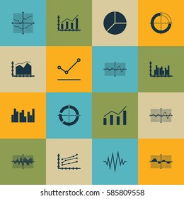 Set Of Graphs, Diagrams And Statistics Icons. Premium Quality Symbol Collection. Icons Can Be Used For Web, App And UI Design.