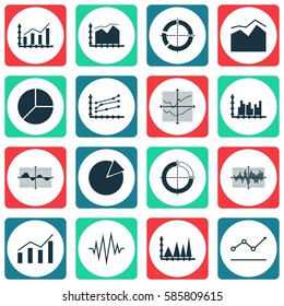 Set Of Graphs, Diagrams And Statistics Icons. Premium Quality Symbol Collection. Icons Can Be Used For Web, App And UI Design.